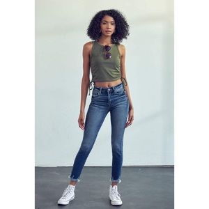 Kan Can HIGH RISE FRAY HEM ANKLE SKINNY JEAN